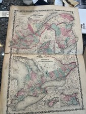 1861 Johnson Mapa Górnej Kanady, Dolnej Kanady i Nowego Brunszwiku #RA887
