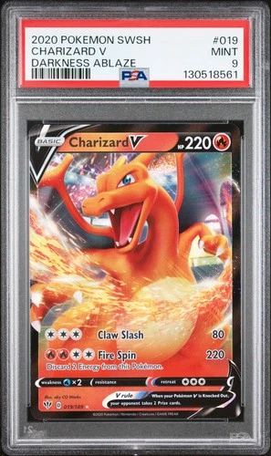2020 POKEMON SWORD & SHIELD DARKNESS ABLAZE #019 CHARIZARD V PSA 9