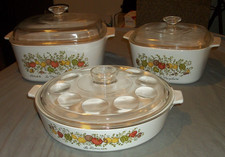 RARE VINTAGE 70s-80s CORNING WARE SPICE OF LIFE CASSEROLE DISHES & LIDS RETRO