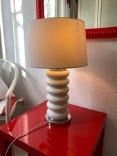 Tischleuchte Tischlampe Stoffschirm (33 cm -37 cm)Glasfuss (37,5 cm) ,Länge 62 c