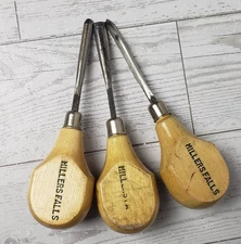 Miller Falls Carving Wood Handle Palm Gouges Chisels Knife Tools Size D E F