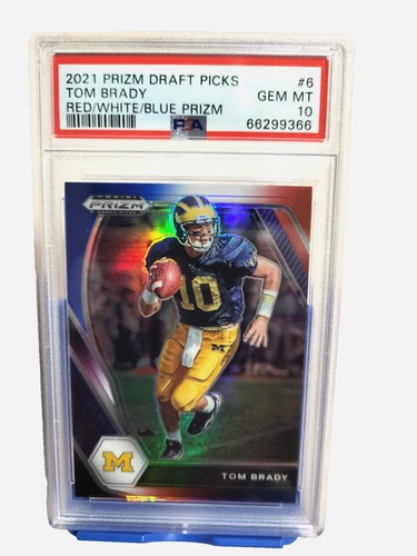 2021 Tom Brady #6 Panini RED WHITE BLUE Prizm NFL Football Card PSA 10 - GEM!