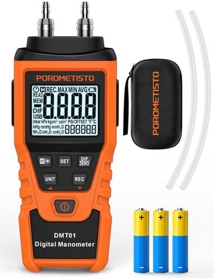 Digital Manometer POROMETISTO, Manual Calibration Custom Zero, Real time Measure
