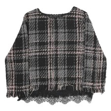 ZARA Maglione Uomo Nero Rosa A Motivo Cotone Girocollo L Maglia Base