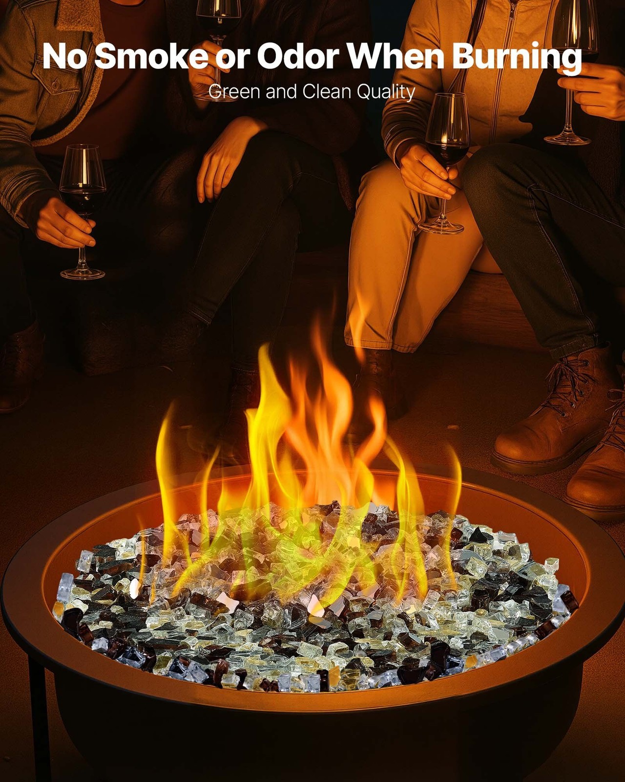 10lb 1/2-Inch Fire Glass Rocks for Fireplace or Fire Pit - Copper Gold Clear