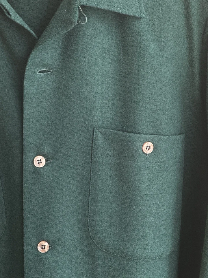 Rare New Pendleton - Virgin Wool Button Up Shirt 60s Era Vintage Forest Green - Image 2 of 4
