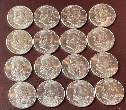 Franklin Halfs (AU) Lot of 16 90% Silver
