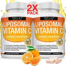 2-Pack Liposomal Vitamin C 2100mg - High Absorption - Immune Support 180ct