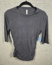 NEW Intimately Free People Ribbed Talk To Me Ruched Shirt Top Black Size S