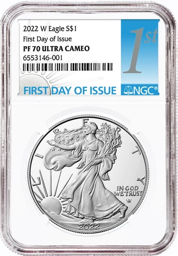 2022 W $1 PROOF AMERICAN SILVER EAGLE NGC PF70 FIRST DAY OF ISSUE