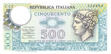 Italy  500  Lira  14.2.1974  P 94  Series I 12  Circulated Banknote MPCH