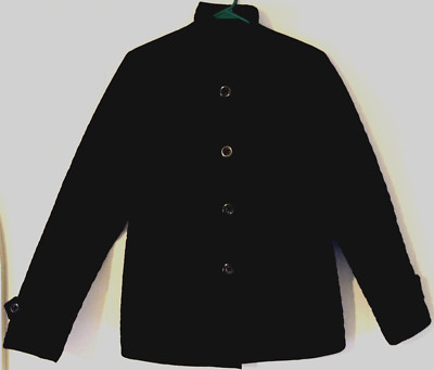 ESPRIT coat / jacket size S black quilted look ,pockets, button close