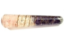 Copper Coil Round Rotated On Layered Rose Amethyst Crystal Wand Orgone
