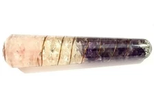 Copper Coil Round Rotated On Layered Rose Amethyst Crystal Wand Orgone 