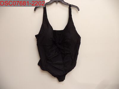 Meet.Curve Women's Black Twist Front Push Up One Piece Swimsuit, Sz 4XL 1342114