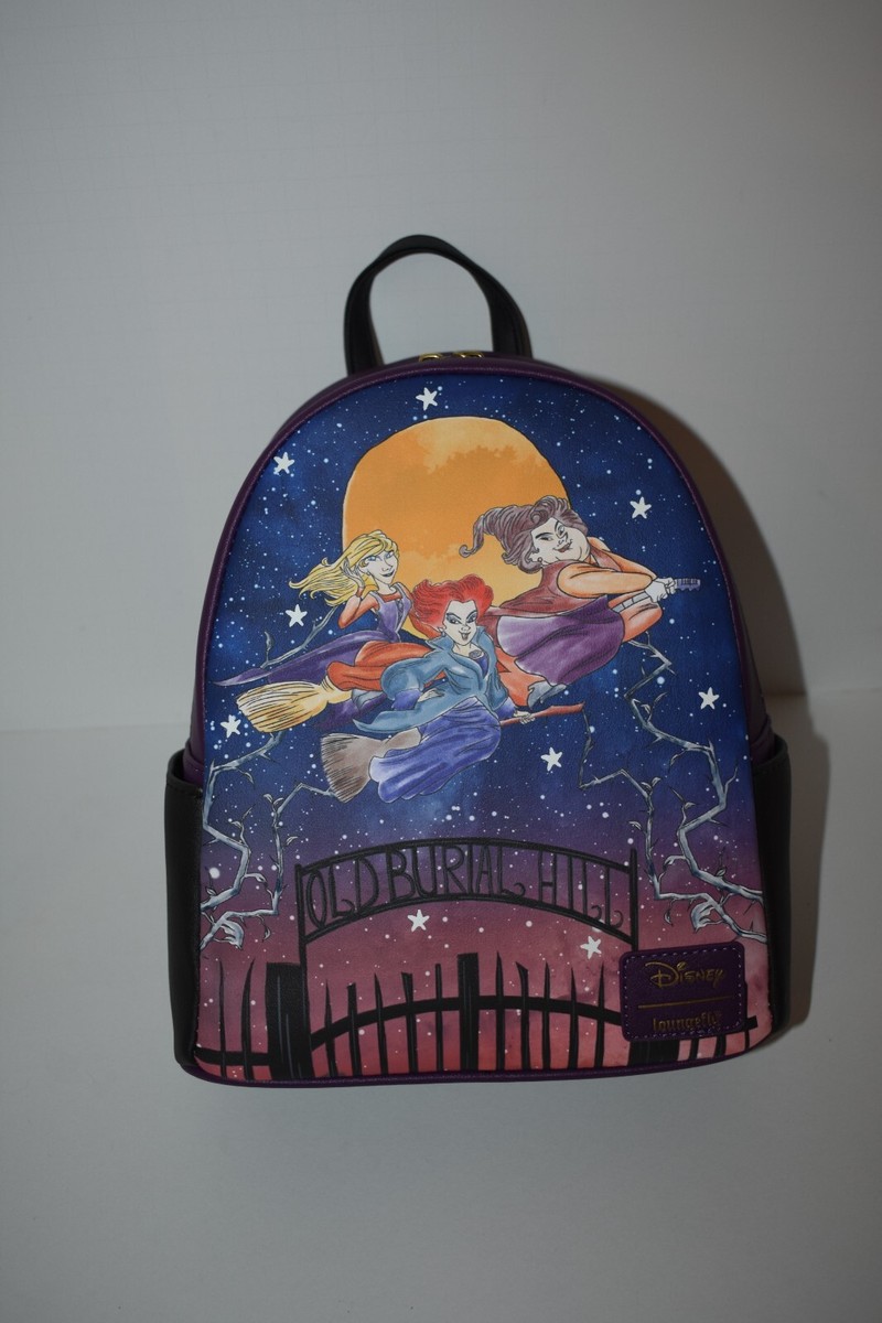 Loungefly Hocus Pocus Cemetery Night Mini Backpack - Purple, Blue, Orange Hocus Pocus Sanderson Sisters Graveyard Mini Backpack  main image 2