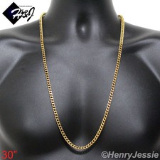 30"MEN Stainless Steel 4.5mm Gold Plated Franco Cuban Curb Box Chain Necklace