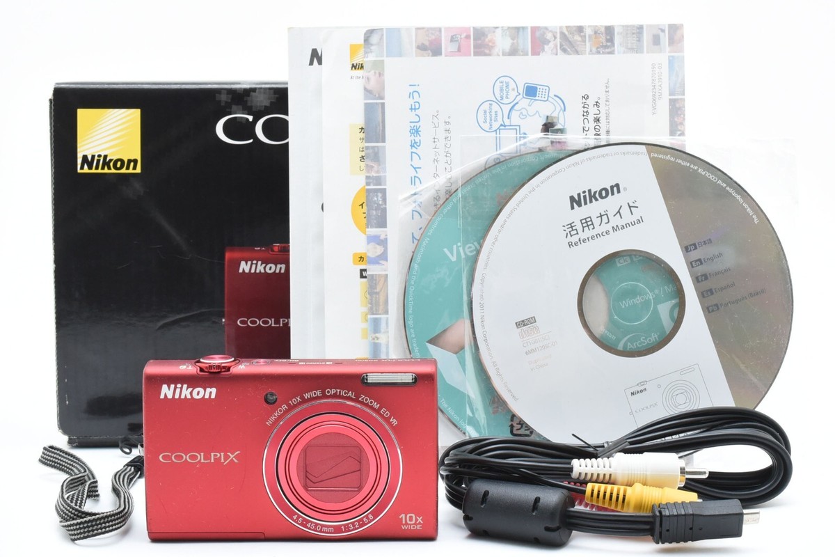 美品！Nikon COOLPIX S6200 レッド 10倍ズーム Nikon COOLPIX S6200 16.0 MP 10x Optical Zoom Digital Camera
