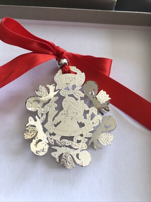 Ornement De Noël Christofle 1994 – Métal Argenté, Couronne Houx, Diamètre 8,5 Cm