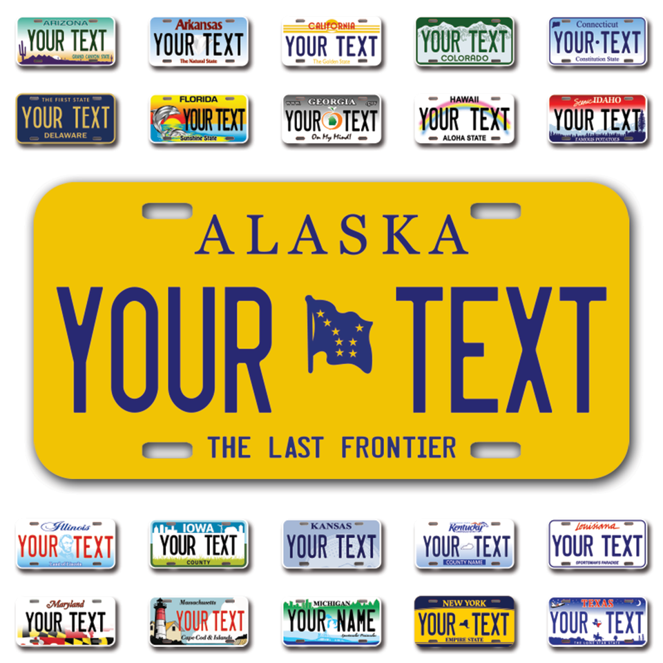 Custom state License Plates with personalized text Car 12x6- Moto 7x4 ...