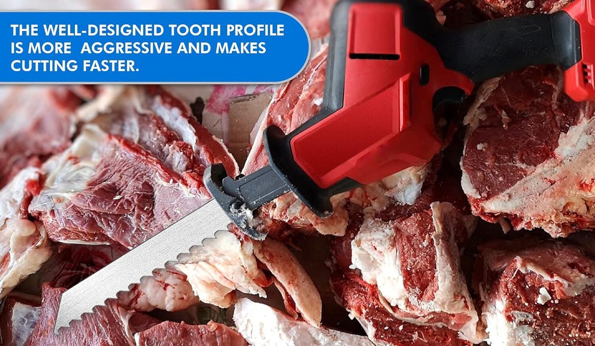 GYQSSD Electric Reciprocating Meat Saw W/2 Saw Blades, Handheld Electric Butchers Saw For Cutting Froze Meat Bones Bacon Pork Chops, Infinitely Variable Speed,1Battery 1Sawtooth