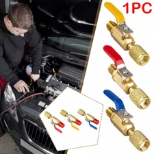 1PC Car R134a R410a Straight Ball Valve Adapter For A/C Charging Hoses 1/4''AC U