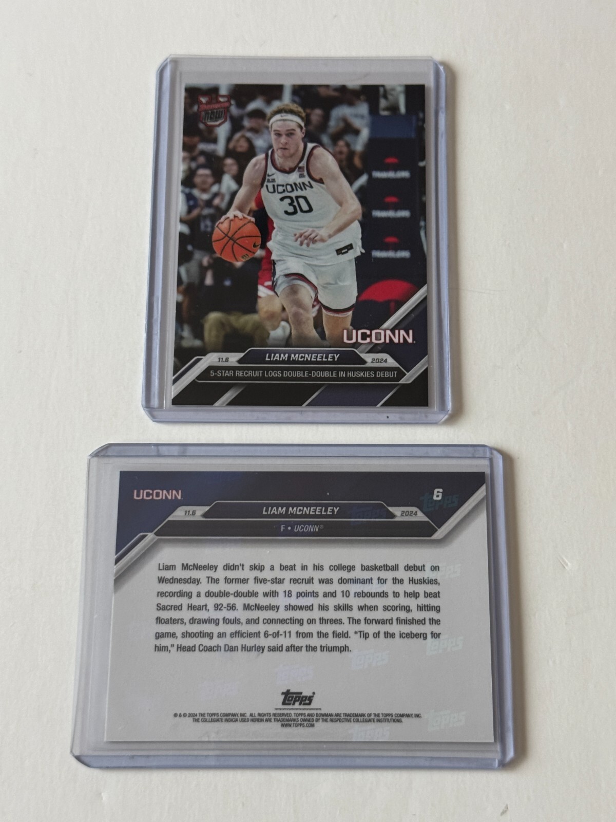 2024 Topps Now Bowman U #6 Liam McNeeley UCONN Huskies 1st Card  PRINT RUN = 817