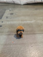 Fuzzy brown green eyed dog doll toy figure accessory