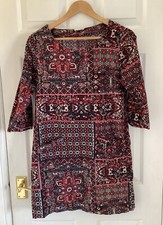 NOMADS UK Size 8 Red Needlecord Funky Boho Tunic With Pockets