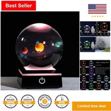 3D Crystal Ball with Solar System Model - LED Lamp Base - Best Gift for Birth...