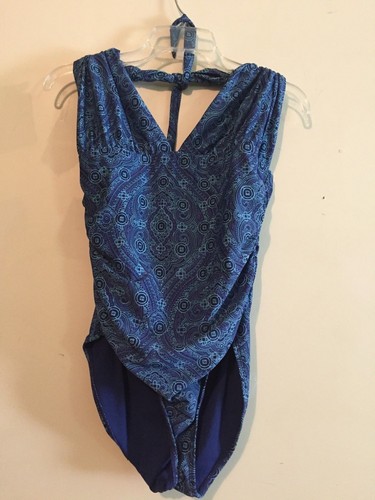 OLD NAVY Size L Floral Blue One Piece Swim Suit Pool Beach Sexy Women 