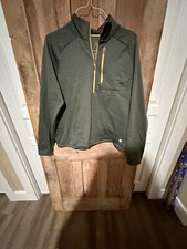 LL Bean 1/4 Zip Mens Large Green Pullover Fleece Slightly Fitted