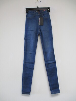 Fashion Nova Canopy Jeans Juniors Size 3 Blue Skinny Stretch Shark Bite P831