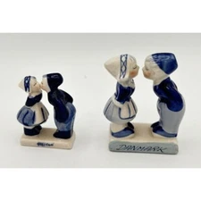 Delft Blue Denmark Boy Girl Kissing Couple  Figurine Dutch Handpainted Holland