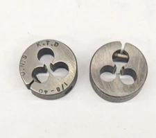 2 Kromhard 1/8"-40 NS Round Dies 13/16" OD Screw Adjustable Die Carbon Steel USA