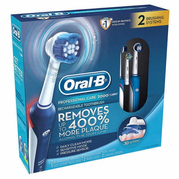 OralB Professional Care 2000 Rechargeable Toothbrushes Powered by
