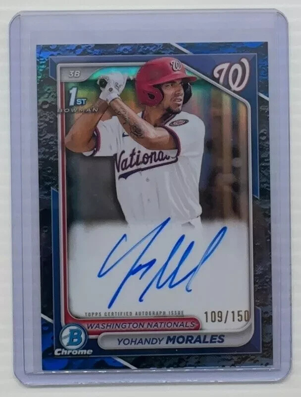 2024 Bowman Chrome Yohandy Morales Blue Lunar Crater Refractor 1st Auto #109/150