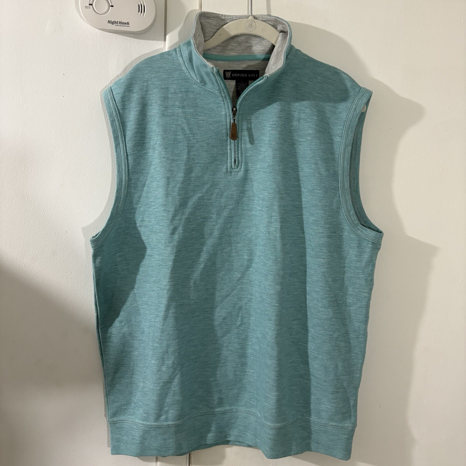 Oxford Golf Vest Mens L Blue 1/4 Zip Pullover Cotton Blend Outdoor Casual Preppy