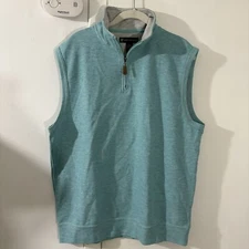 Oxford Golf Vest Mens L Blue 1/4 Zip Pullover Cotton Blend Outdoor Casual Preppy