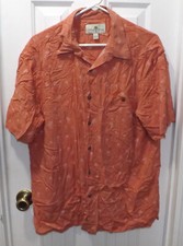    ISLAND SHORES HAWAIIAN CAMP SHIRT PALM TREES PRINT SIZE L