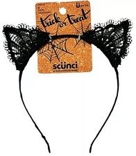 Sc nci Cat Ears Trick or Treat Headband - 1 Piece Black Lace