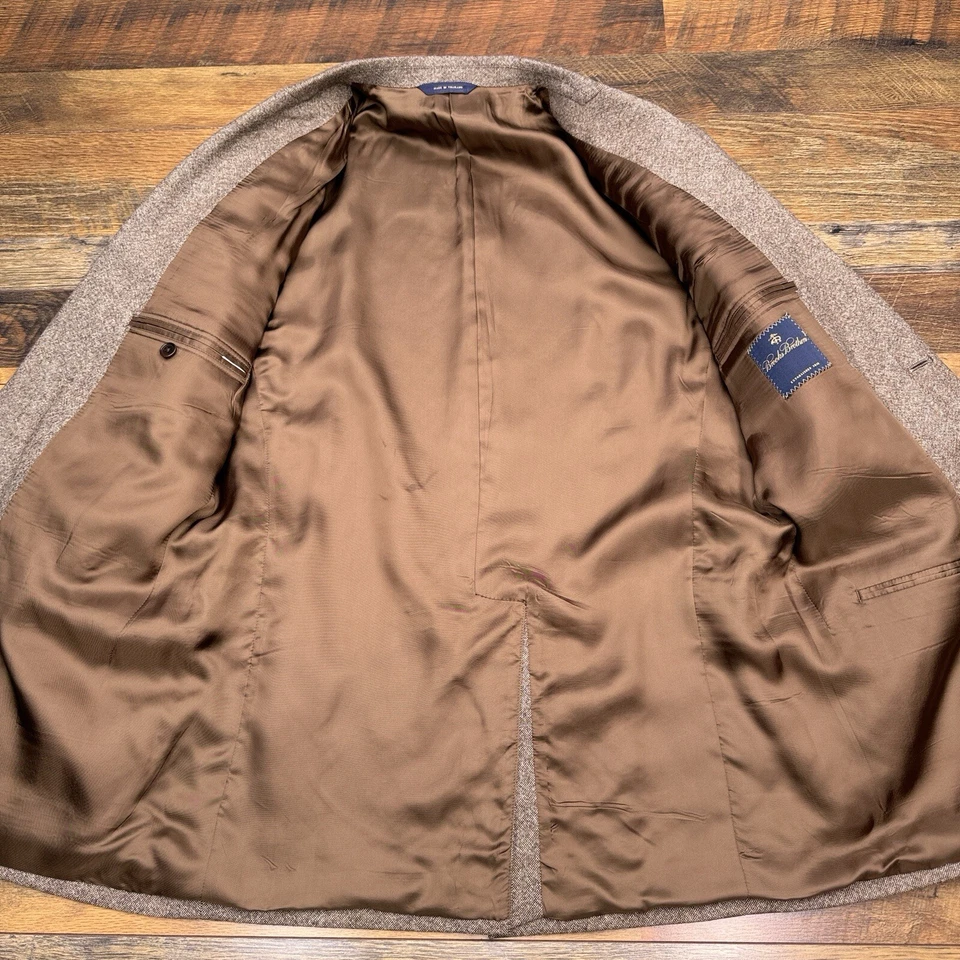 Brooks Brothers Tweed Blazer 42R Tan Lambswool Sport Coat - Image 3 of 4