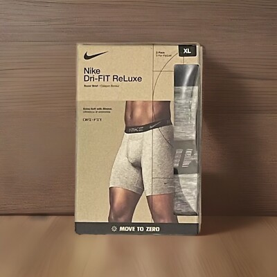 Nike Dri-FIT ReLuxe Boxer Briefs Mens XL 40-42 Gray Stretch Underwear