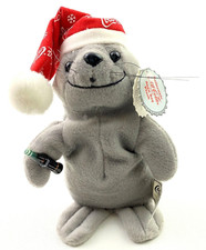 Coca Cola Christmas Seal Collectible Bean Bag Plush Santa Hat With Tags 1997