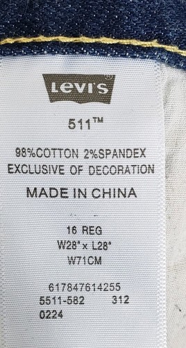Levis 511 Dark Wash Skinny Jeans Youth Size 16 Regular 28×28 - Picture 9 of 9
