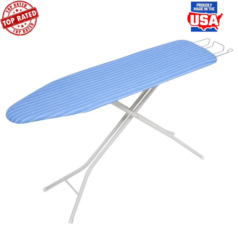 Adjustable Collapsible Ironing Board with Retractable Iron Rest and Steel Frame-image