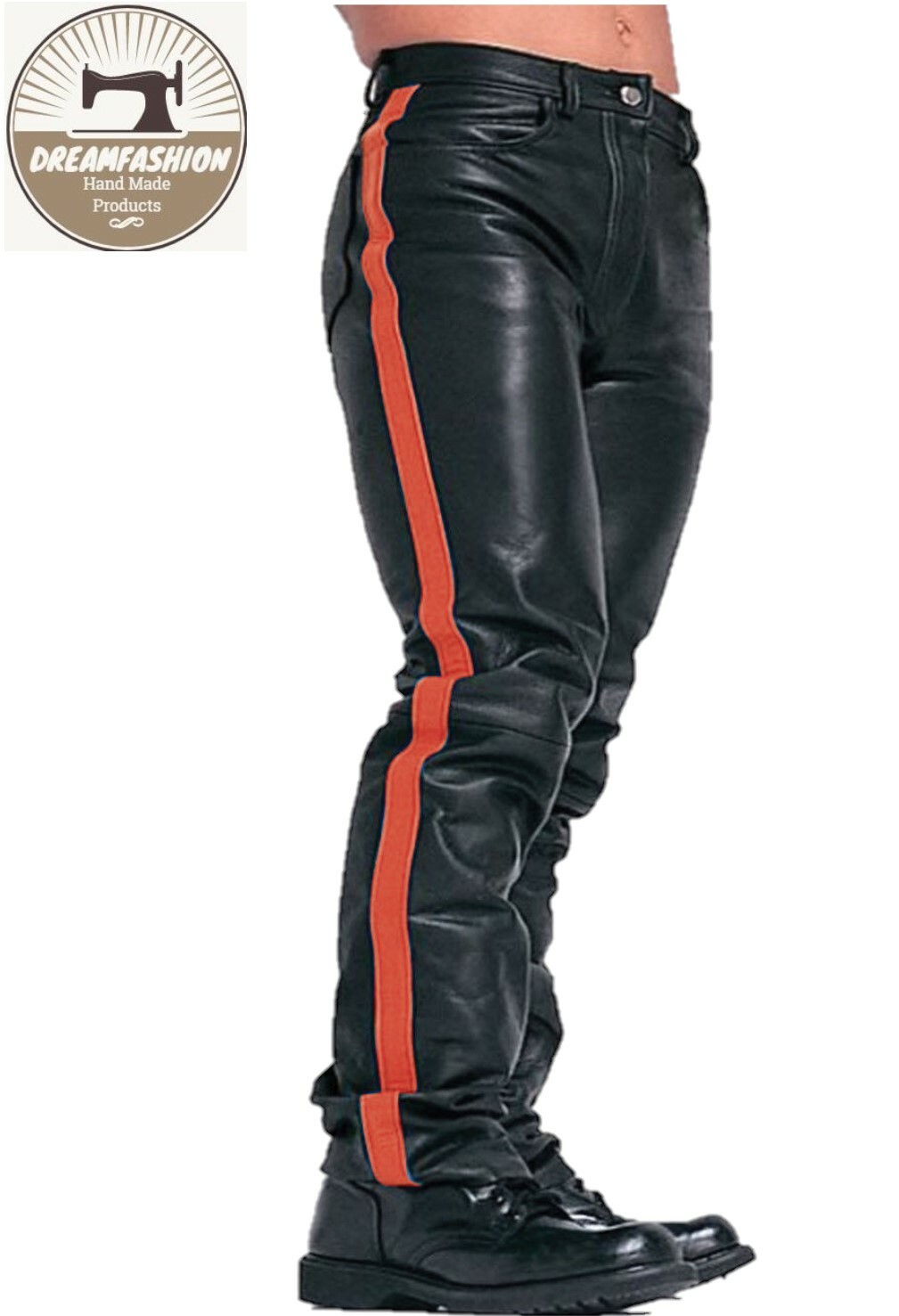 Pantalón de cuero 100% genuino piel de oveja con tiras fiesta pantalón de cuero estilo vaquero