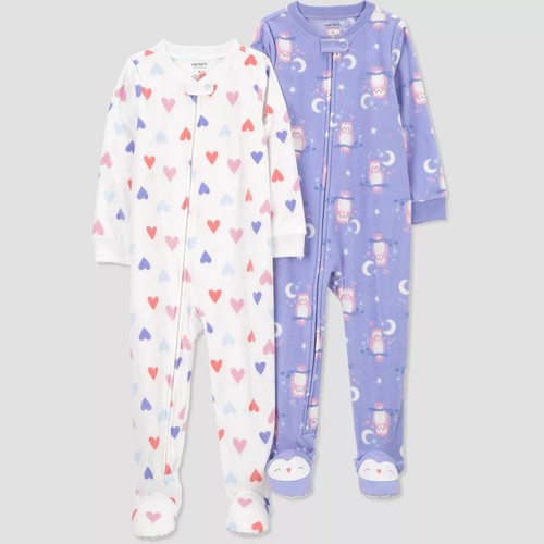 2 Pack Carter's Just One You Toddler Boys' Girls fleece Footed Pajamas - Picture 5 of 13