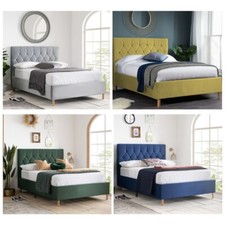 Ottoman Bed, Loxley Blue, Green, Grey or Mustard Bed, 3 Size, 4 Mattress Options