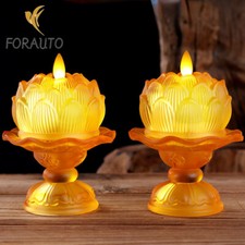 1pairs Buddhism Supplies LED Glass Lotus Lamp Household Temple Buddha Light